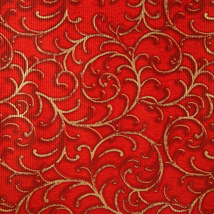 Бумага упаковочная крафт "Сирокко", красный-золотой, 0.5 х 10 м