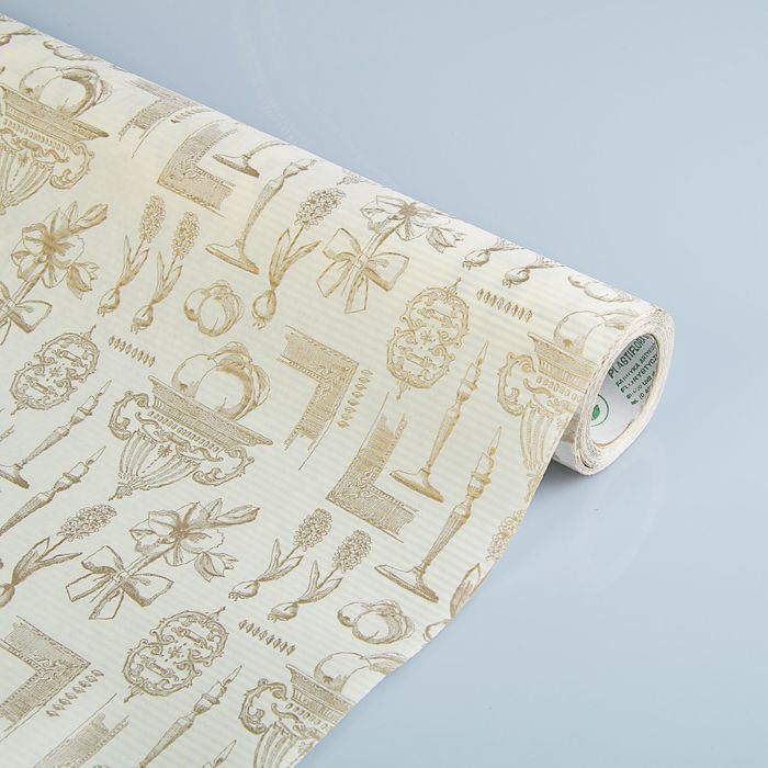 Бумага упаковочная крафт "Модерн", белый-золотой, 0.5 х 10 м