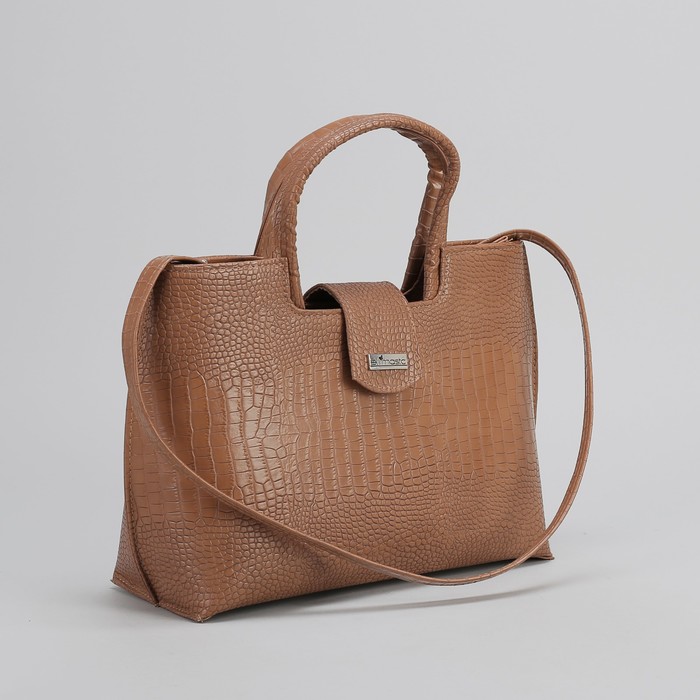 Сумка женская на молнии, 1 отдел, наружный карман, цвет кофе