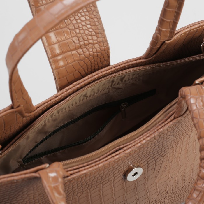 Сумка женская на молнии, 1 отдел, наружный карман, цвет кофе