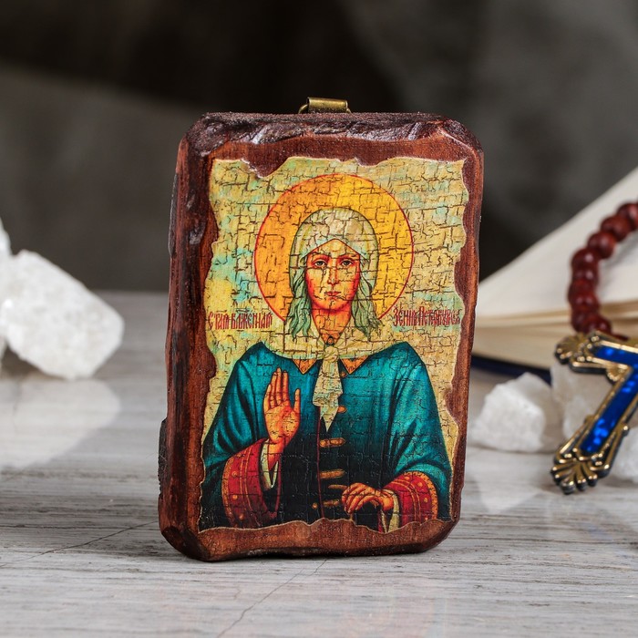 Икона под старину карманная "Ксения Петербуржская", 7х10 см