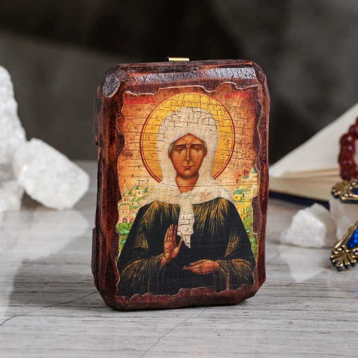 Икона под старину карманная "Матрона", 7х10 см