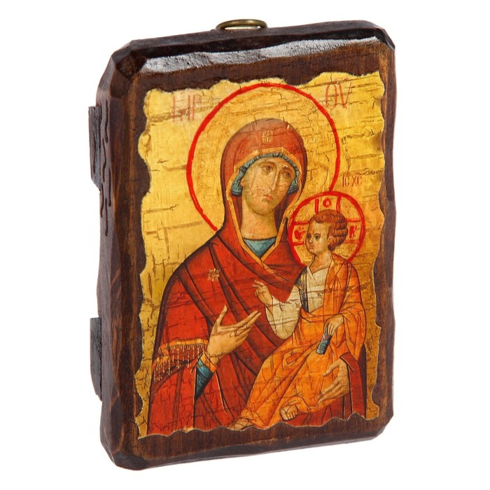 Икона под старину карманная "Иверская Пресвятая Богородица", 7х10 см