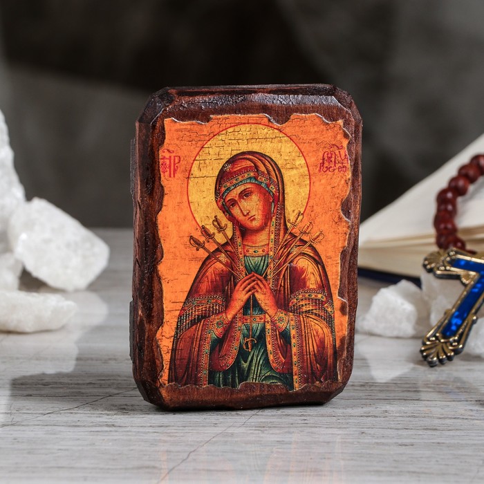 Икона под старину карманная "Умягчение злых сердец", 7х10 см