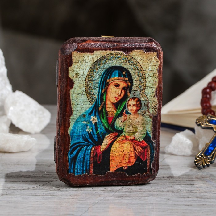 Икона под старину карманная "Неувядаемый цвет", 7х10 см