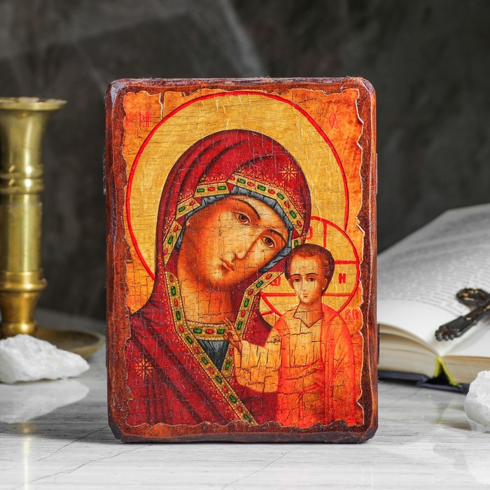 Икона под старину "Казанская Пресвятая Богородица", 13х17 см