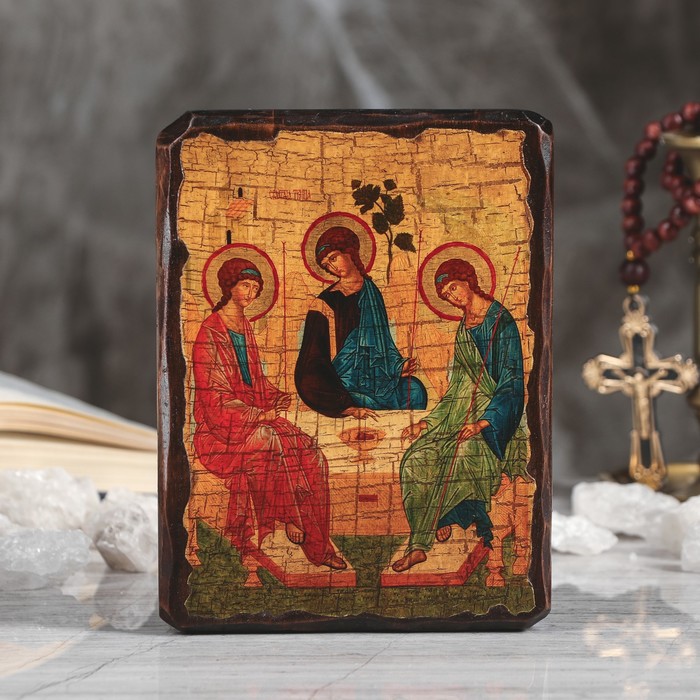 Икона под старину "Троица Рублев", 13х17 см