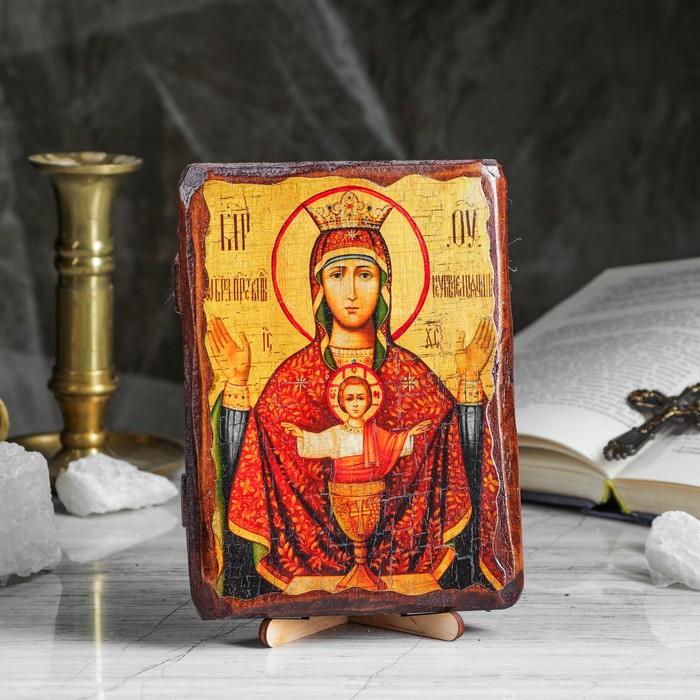 Икона под старину "Неупиваемая чаша", 13х17 см