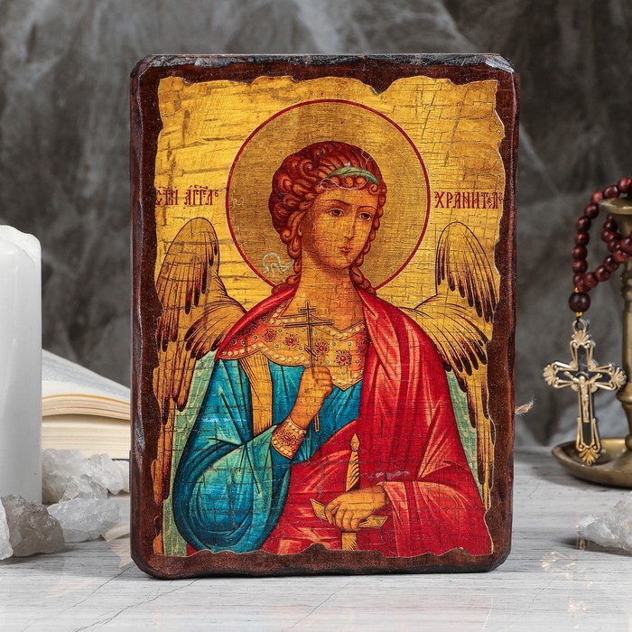 Икона под старину "Ангел-Хранитель", 17х23 см