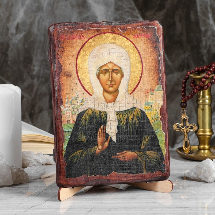 Икона под старину "Матрона", 17х23 см