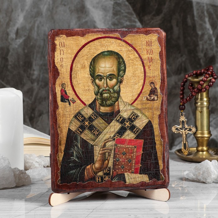 Икона под старину "Николай Чудотворец", 17х23 см