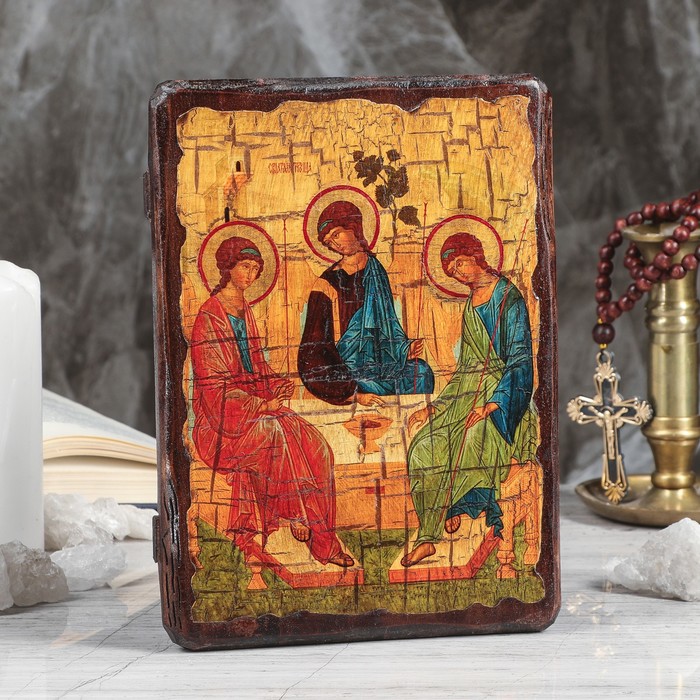 Икона под старину "Троица Рублев", 17х23 см