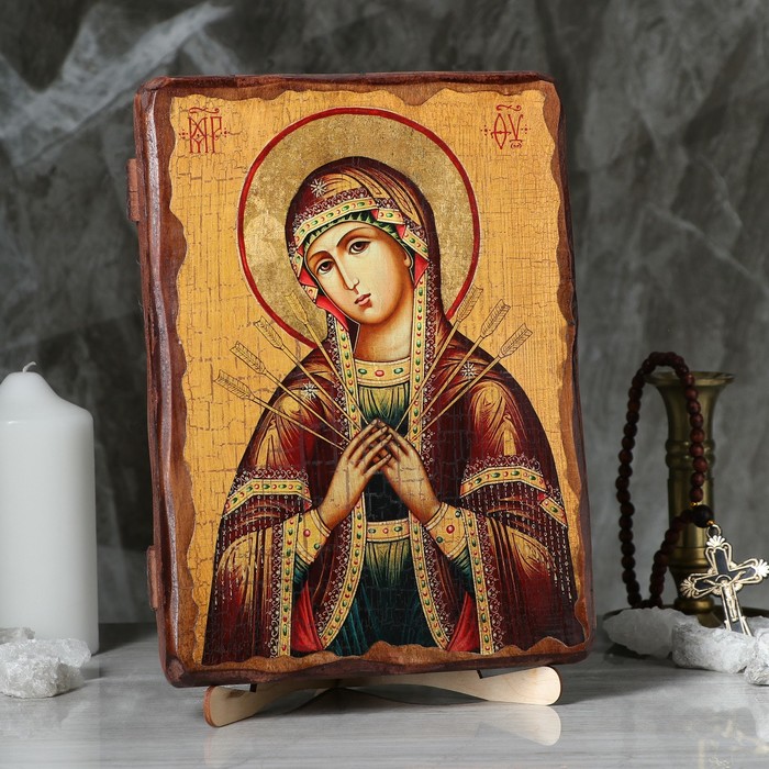 Икона под старину "Семистрельная", 28х21 см