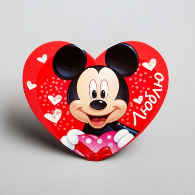 Открытка-валентинка"Люблю" Микки Маус, 7х6см