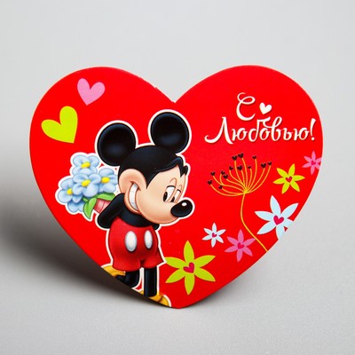Открытка-валентинка"С любовью" Микки Маус, 7х6см