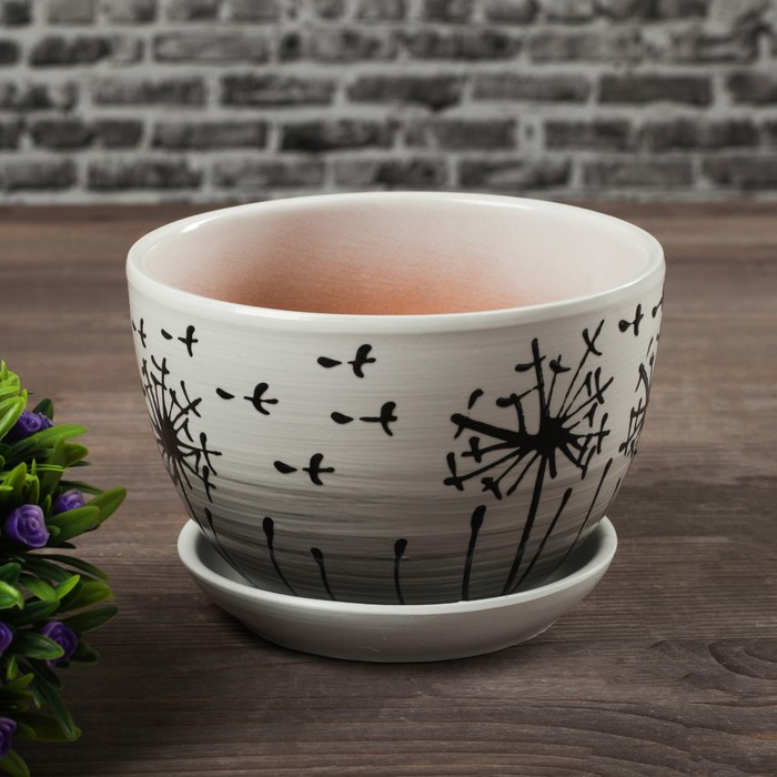 Горшок цветочный Одуванчик 0,75л с подставкой