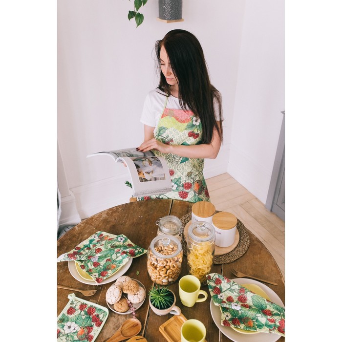 Набор "Доляна" Малина: фартук 60х70 см, прихватка 17х17 см, рогожка 162 г/м2