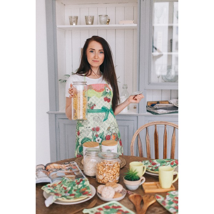 Набор "Доляна" Малина: фартук 60х70 см, прихватка 17х17 см, рогожка 162 г/м2