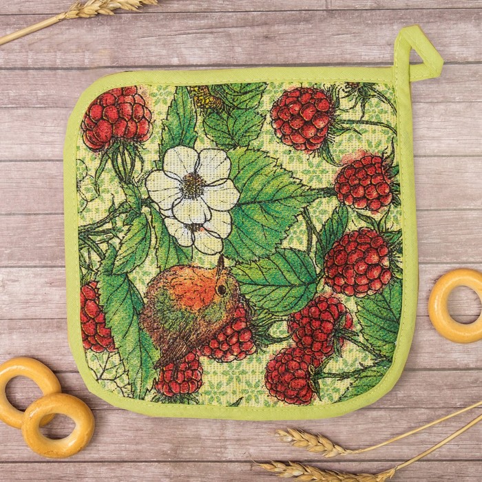 Набор "Доляна" Малина: фартук 60х70 см, прихватка 17х17 см, рогожка 162 г/м2