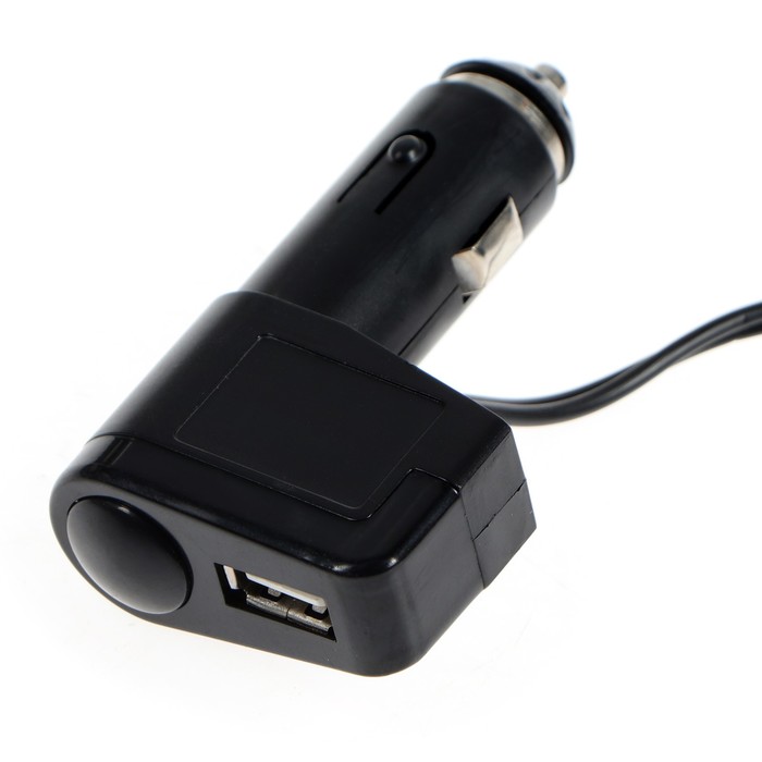 Разветвитель прикуривателя TORSO, 3 гнезда + USB на штекере, 12/24 В, провод 65 см