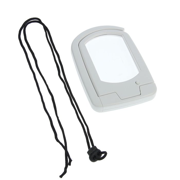 Лупа 8х, складная, на шнурке, LED, микс, 1 круг. бат., 8.5х12.5 см