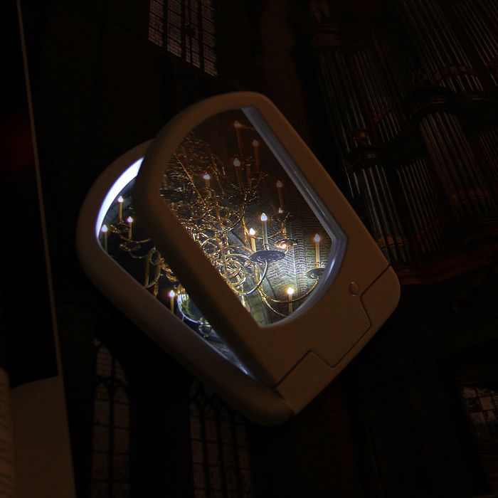 Лупа 8х, складная, на шнурке, LED, микс, 1 круг. бат., 8.5х12.5 см