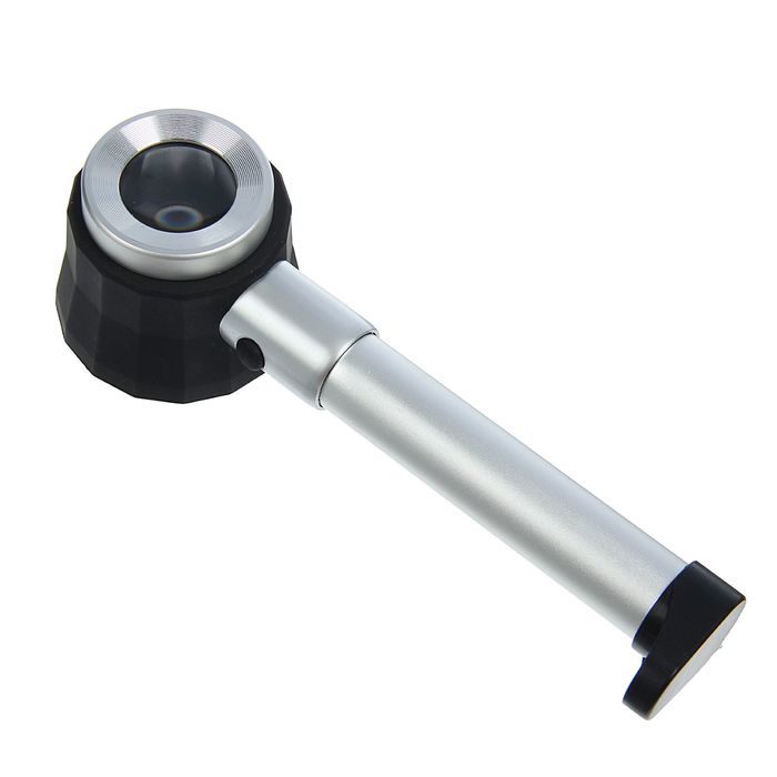 Лупа 10х, LED, ручка хромированная, 2 АА, 5.5х17.5 см