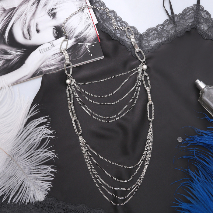 Бусы "Цепи", цвет серебро, 70см