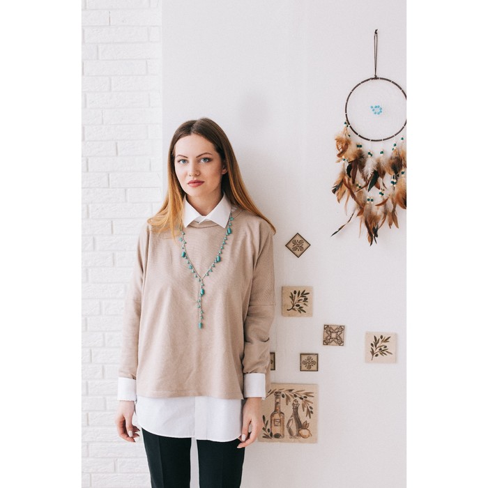 Бусы "Натурель", цвет голубой в серебре, 65см