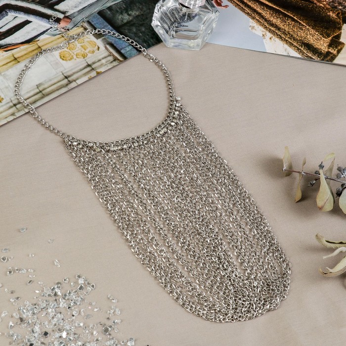 Бусы "Водопад" цепи, цвет серебро, 45см