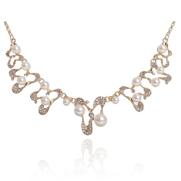 Колье "Жемчужная абстракция", цвет белый в золоте