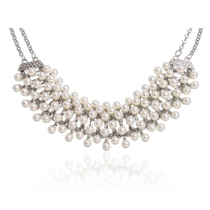 Колье "Жемчужный перелив", цвет белый в серебре