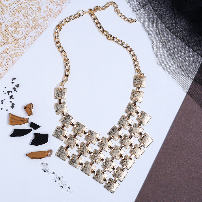 Колье "Стиль клеопатры" квадраты, цвет золото