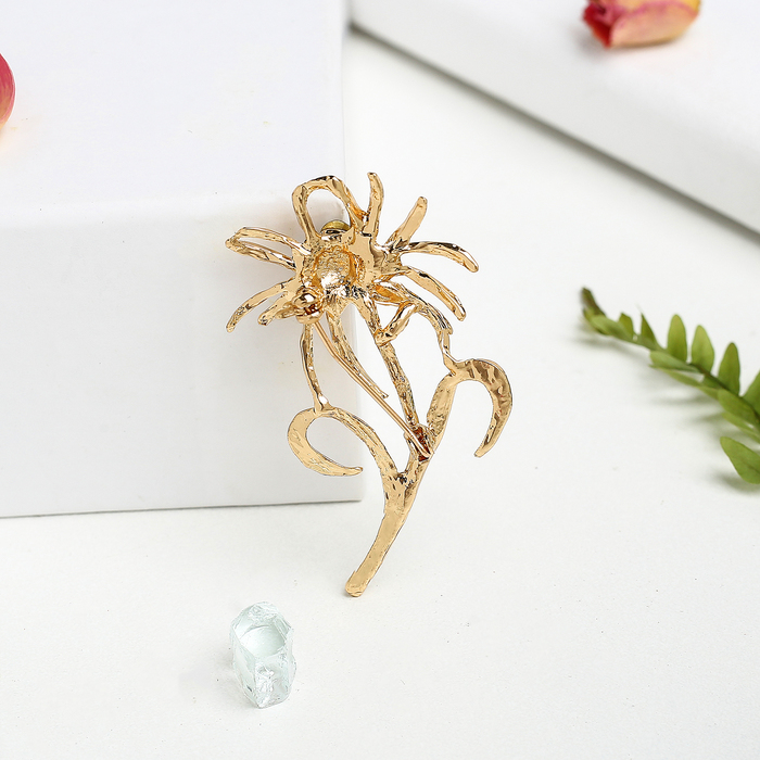 Брошь "Цветок одуванчика", цвет белый в золоте