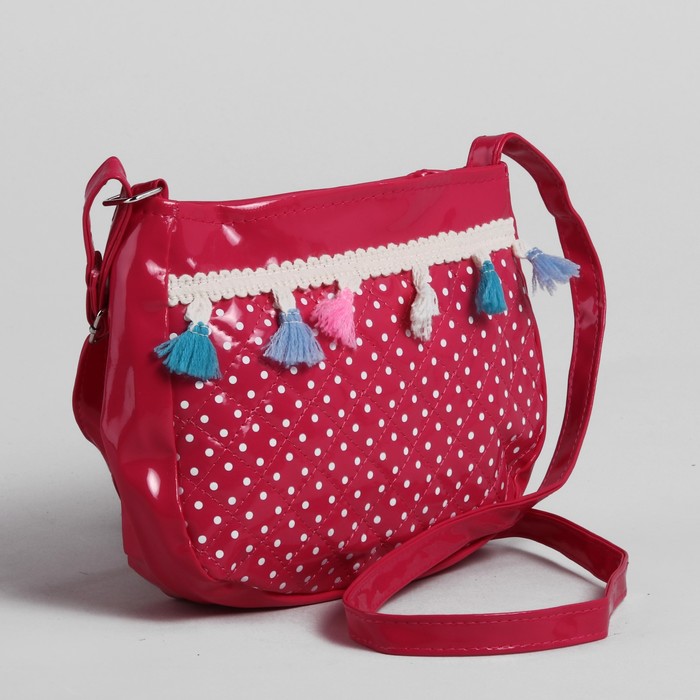 Сумка детская на молнии "Мила", 1 отдел, длинный ремень, цвет малиновый