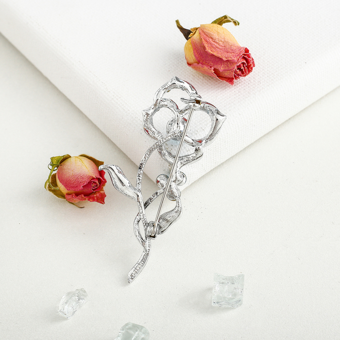 Брошь "Цветок нежный", цвет сине-голубой в серебре