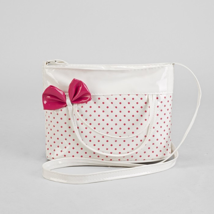 Сумка детская на молнии "Кира", 1 отдел, длинный ремень, цвет белый