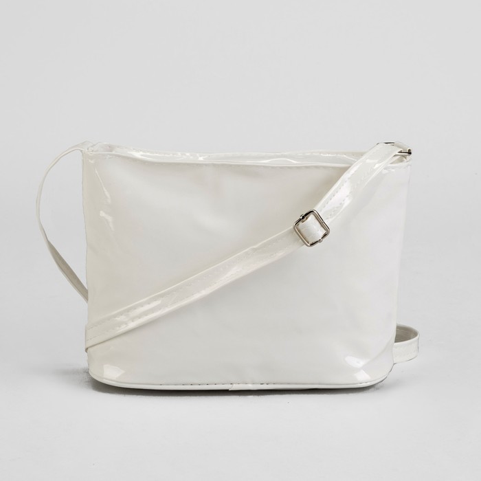 Сумка детская на молнии "Кира", 1 отдел, длинный ремень, цвет белый