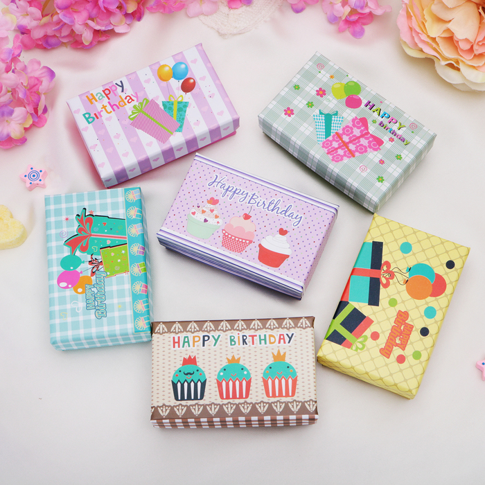 Коробочка подарочная под набор "С днем рождения" 8x5x2,5, цвет МИКС, белая вставка