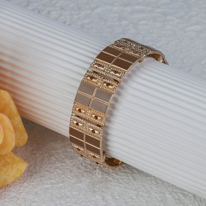 Браслет с эмалью "Настроение" прямоугольники, цвет коричневый в золоте