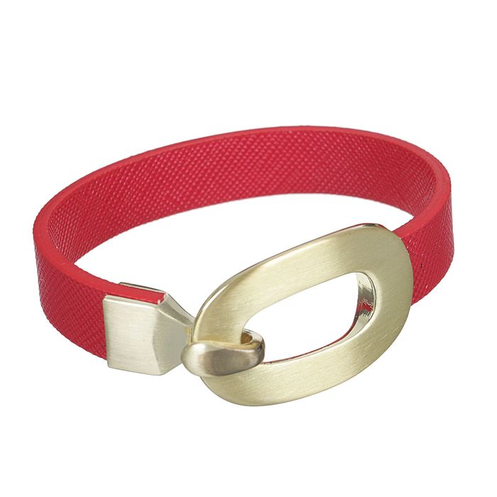 Браслет кожа "Новый стиль" овал, цвет красно-золотой