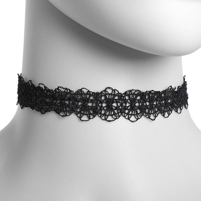 Чокер "Александрия" ажурный, завитки, цвет черный