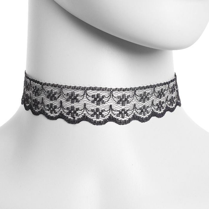 Чокер "Александрия" ажурный, волны, цвет черный