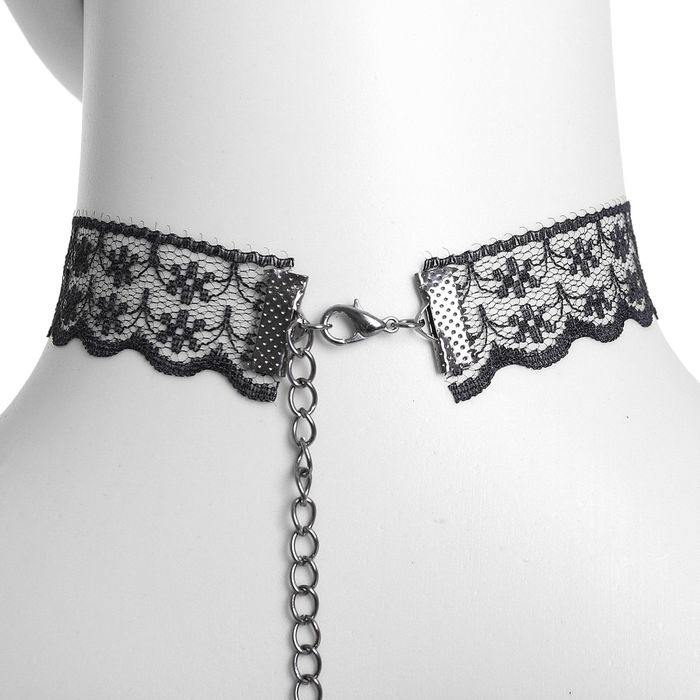 Чокер "Александрия" ажурный, волны, цвет черный