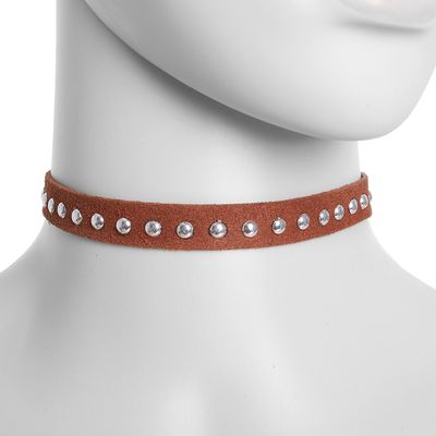 Чокер "Александрия" байкер, тонкий, цвет коричневый