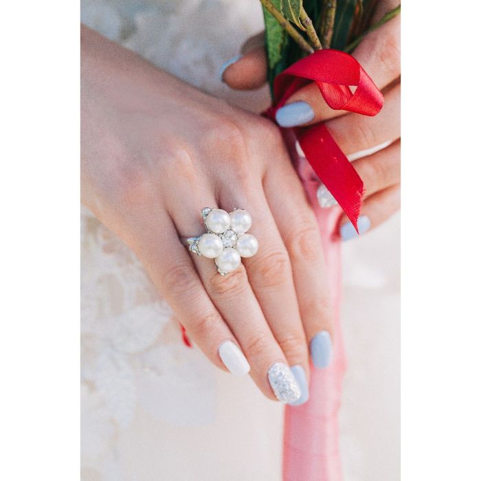 Набор 4 предмета: серьги, колье, браслет, кольцо "Жемчужные цветы", цвет белый в серебре