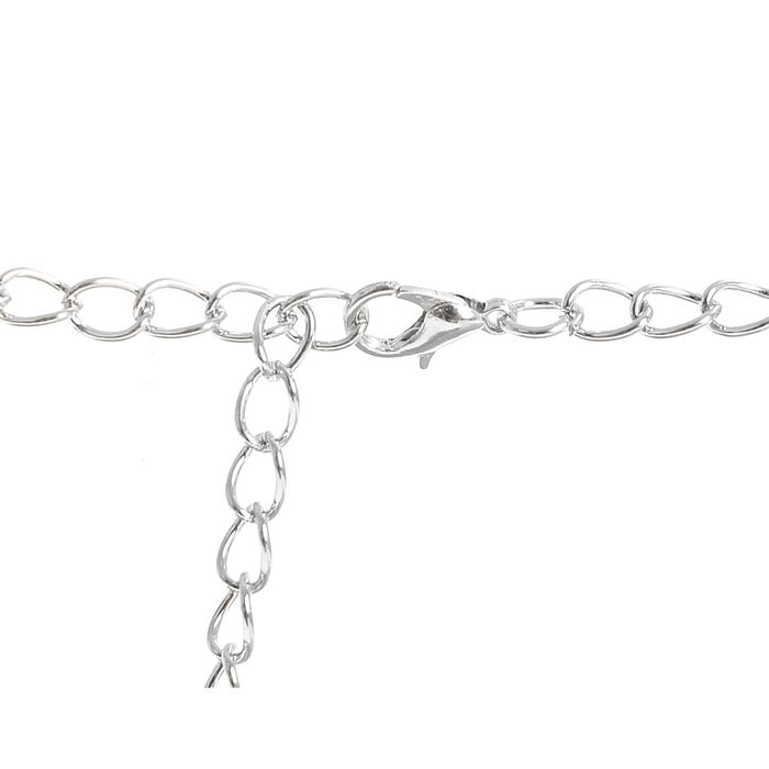 Набор 4 предмета: серьги, колье, браслет, кольцо "Цветочная поляна", цвет белый в серебре