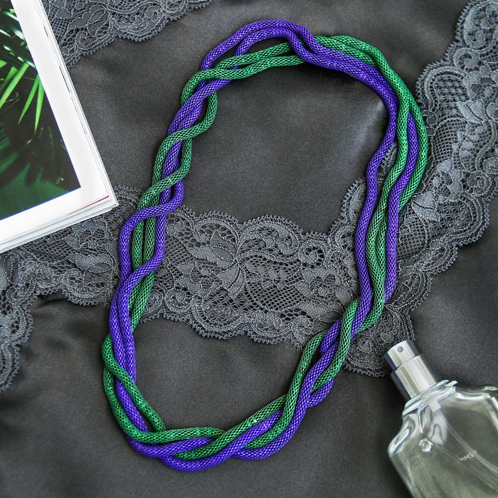 Бусы 2 нити "Трансформер" (несколько способов носки), цвет фиолетово-зеленый, 118см