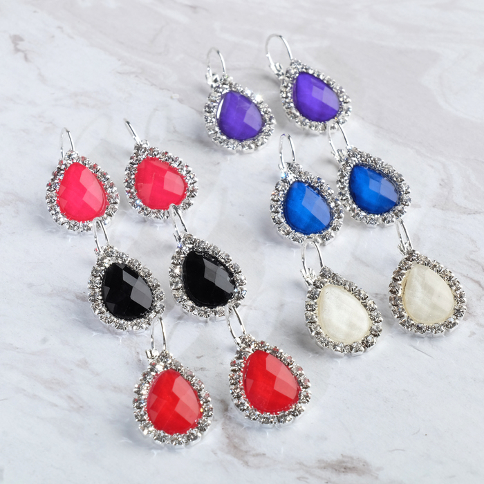 Серьги ассорти "Капля" сияние, цвет МИКС