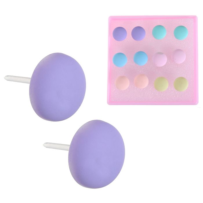 Пусеты в коробочке 6 пар "Круг" матовый, на пластиковой ножке, цвет МИКС, d=0,6см